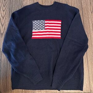 Hollister Navy Crewneck Sweater with Flag Design